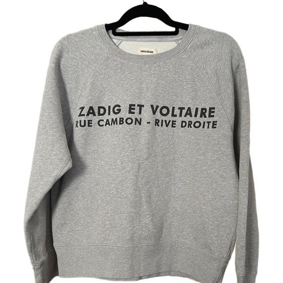 Zadig & Voltaire Tops - Zadig & Voltaire Address Sweatshirt Womens Grey Cotton Crewneck Pullover